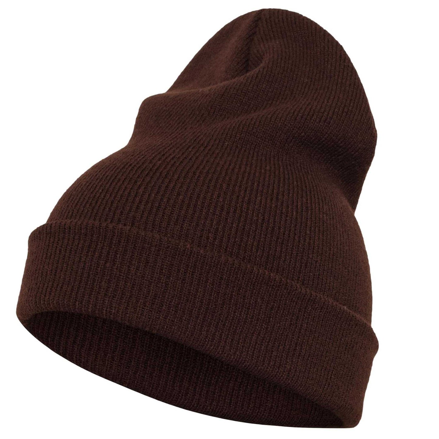 Brown - Back - Flexfit Unisex Adult Knitted Cuffed Beanie
