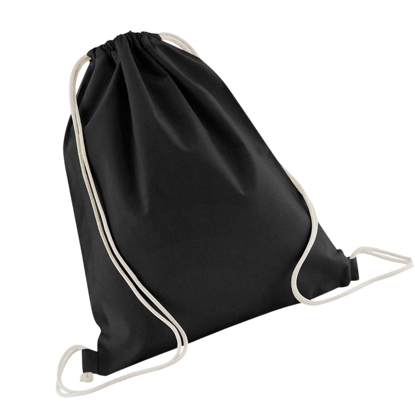 Black - Back - Westford Mill InCo Organic Cotton Drawstring Bag