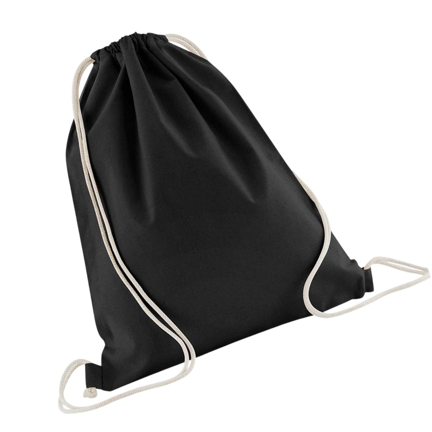 Black - Back - Westford Mill InCo Organic Cotton Drawstring Bag