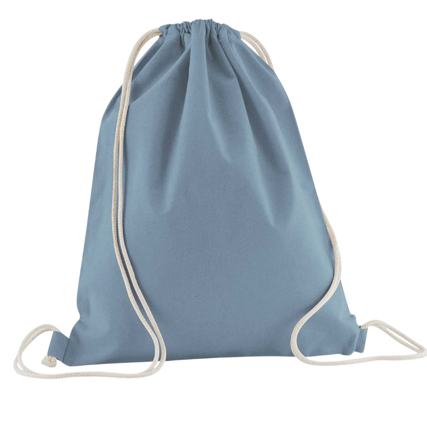 Dusty Blue - Front - Westford Mill InCo Organic Cotton Drawstring Bag