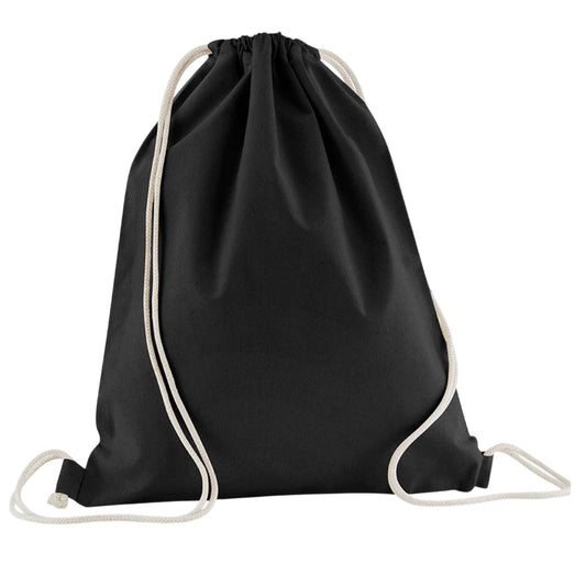 Black - Front - Westford Mill InCo Organic Cotton Drawstring Bag