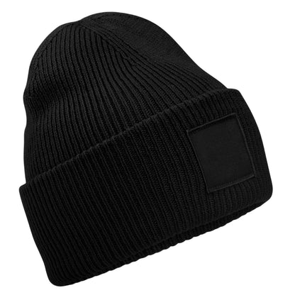 Black - Back - Beechfield Unisex Adult Tonal Patch Cuffed Beanie