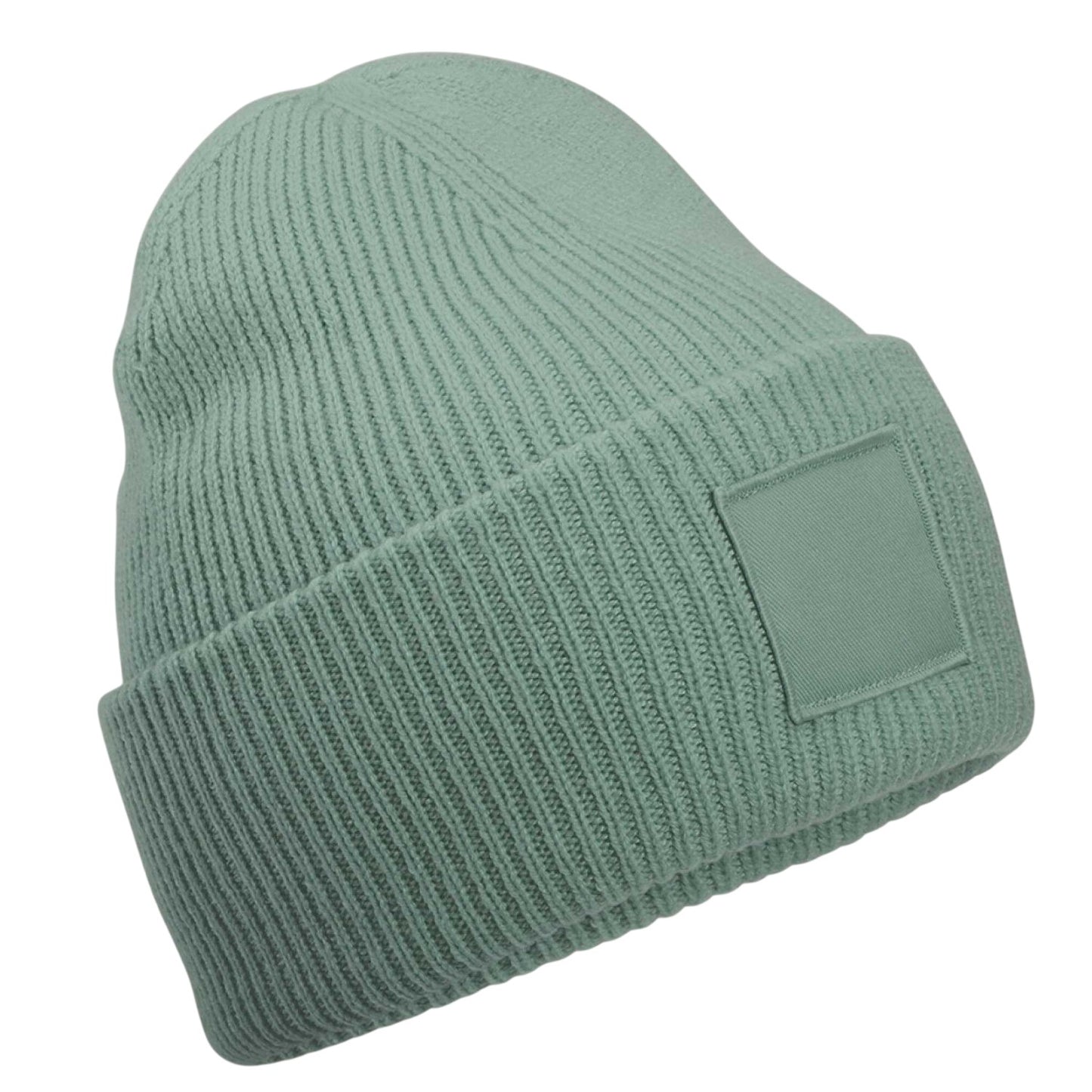 Dusty Green - Back - Beechfield Unisex Adult Tonal Patch Cuffed Beanie