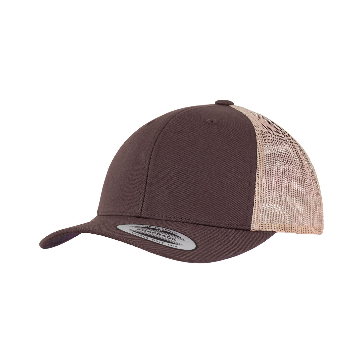 Brown-Khaki - Side - Flexfit Retro Two Tone Trucker Cap
