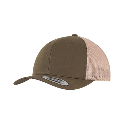 Moss Green-Khaki - Side - Flexfit Retro Two Tone Trucker Cap