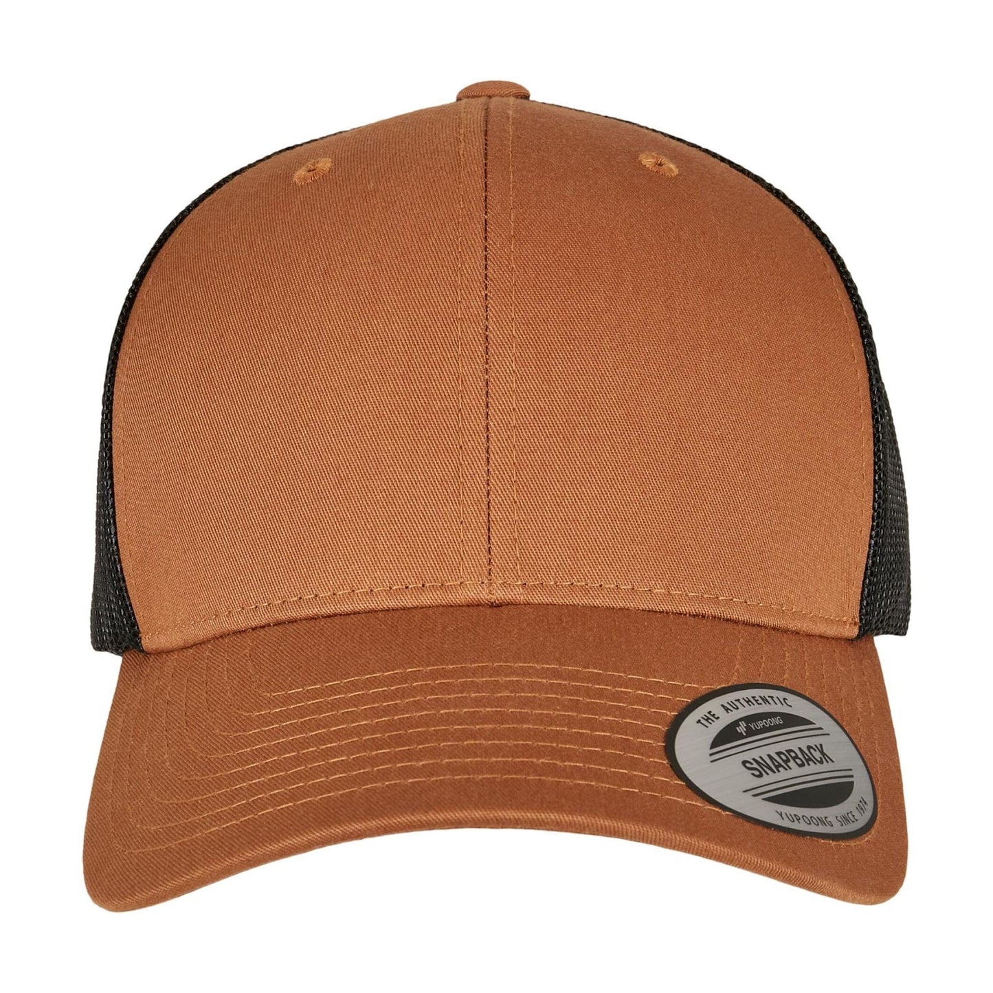 Caramel-Black - Front - Flexfit Retro Two Tone Trucker Cap