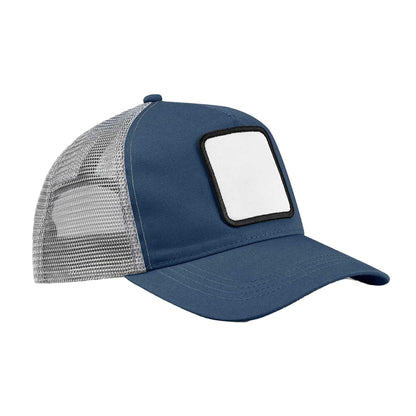 Slate Blue-Light Grey - Front - Beechfield Unisex Adult Patch 5 Panel Trucker Cap