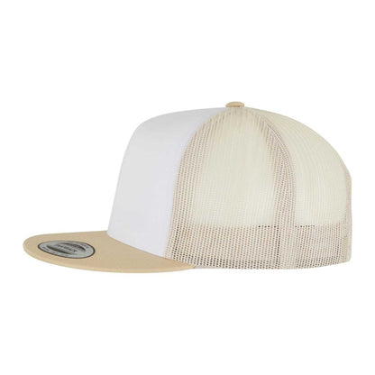Gold-White-Beige - Side - Flexfit Unisex Adult Classic Plain Trucker Cap