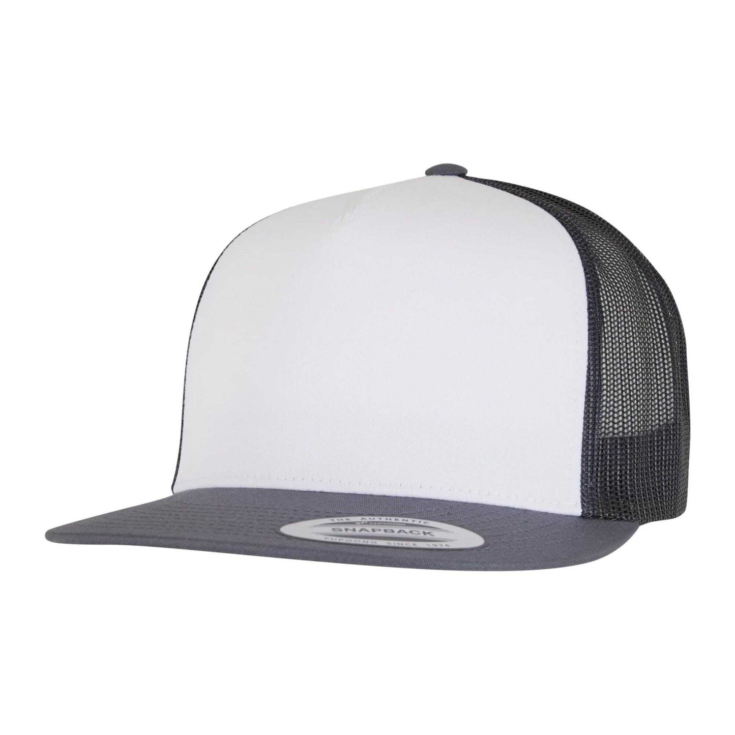 Navy-White-Dark Navy - Front - Flexfit Unisex Adult Classic Plain Trucker Cap