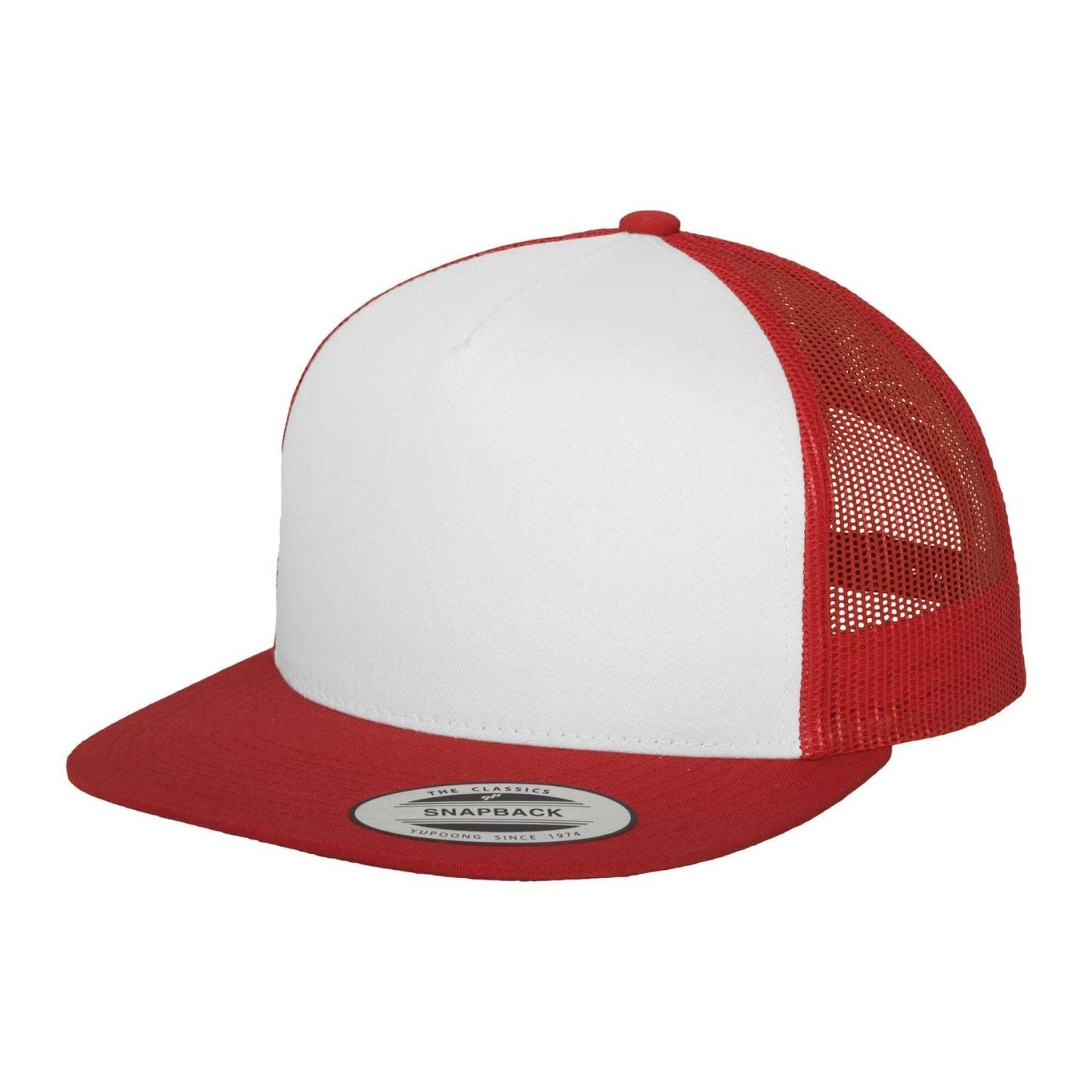 Red-White - Front - Flexfit Unisex Adult Classic Plain Trucker Cap