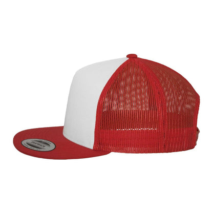 Red-White - Side - Flexfit Unisex Adult Classic Plain Trucker Cap