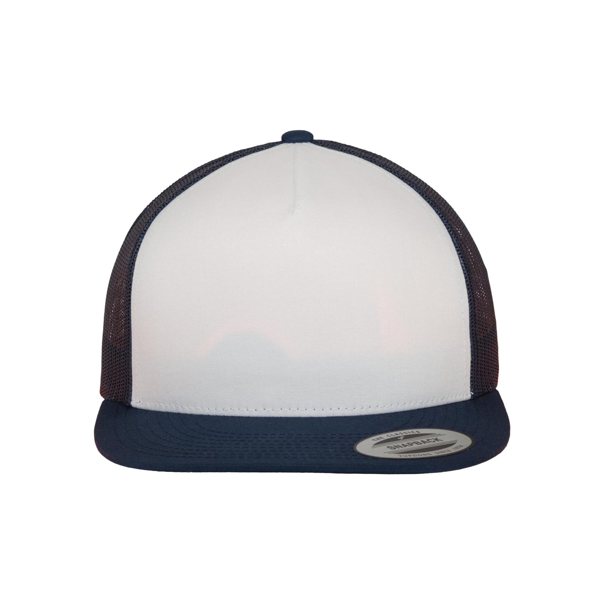 Navy-White - Back - Flexfit Unisex Adult Classic Plain Trucker Cap