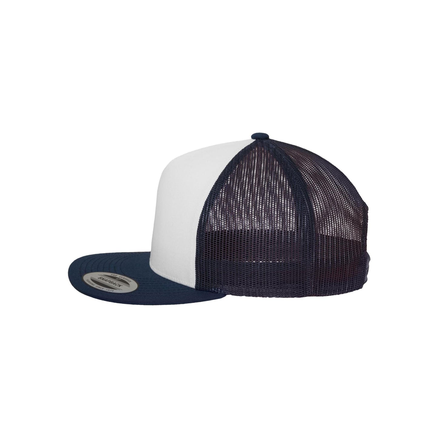 Navy-White - Pack Shot - Flexfit Unisex Adult Classic Plain Trucker Cap