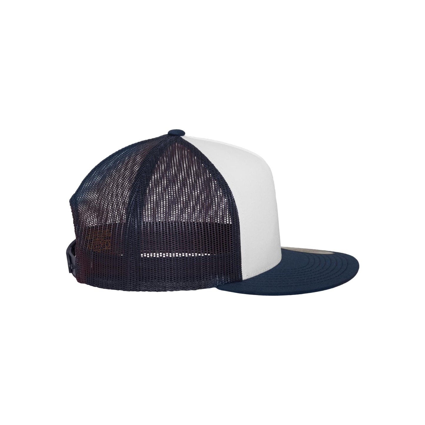 Navy-White - Close up - Flexfit Unisex Adult Classic Plain Trucker Cap