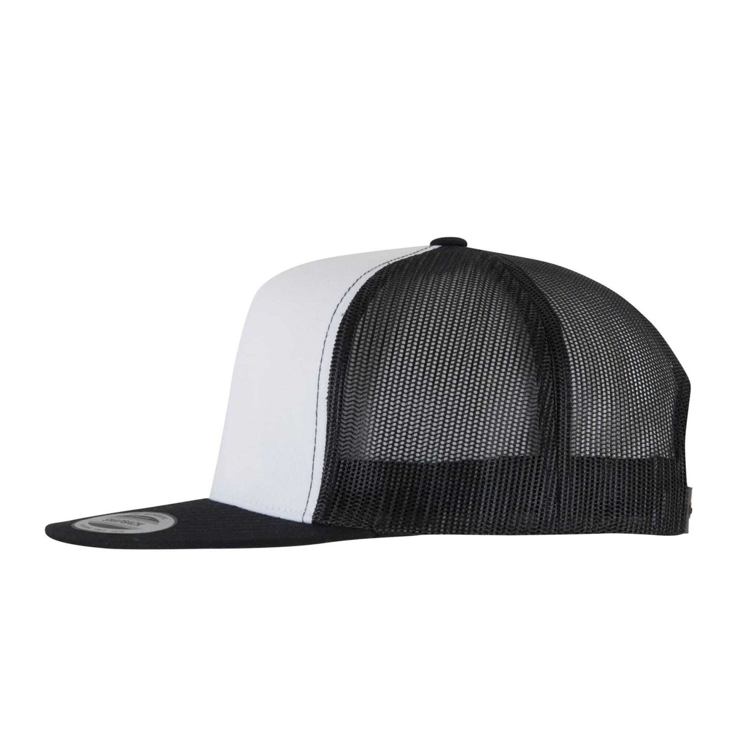 Black-White - Side - Flexfit Unisex Adult Classic Plain Trucker Cap