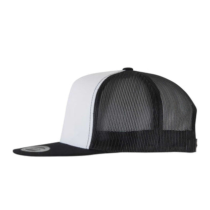 Black-White - Side - Flexfit Unisex Adult Classic Plain Trucker Cap