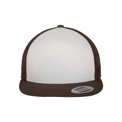 Brown-White - Back - Flexfit Unisex Adult Classic Plain Trucker Cap