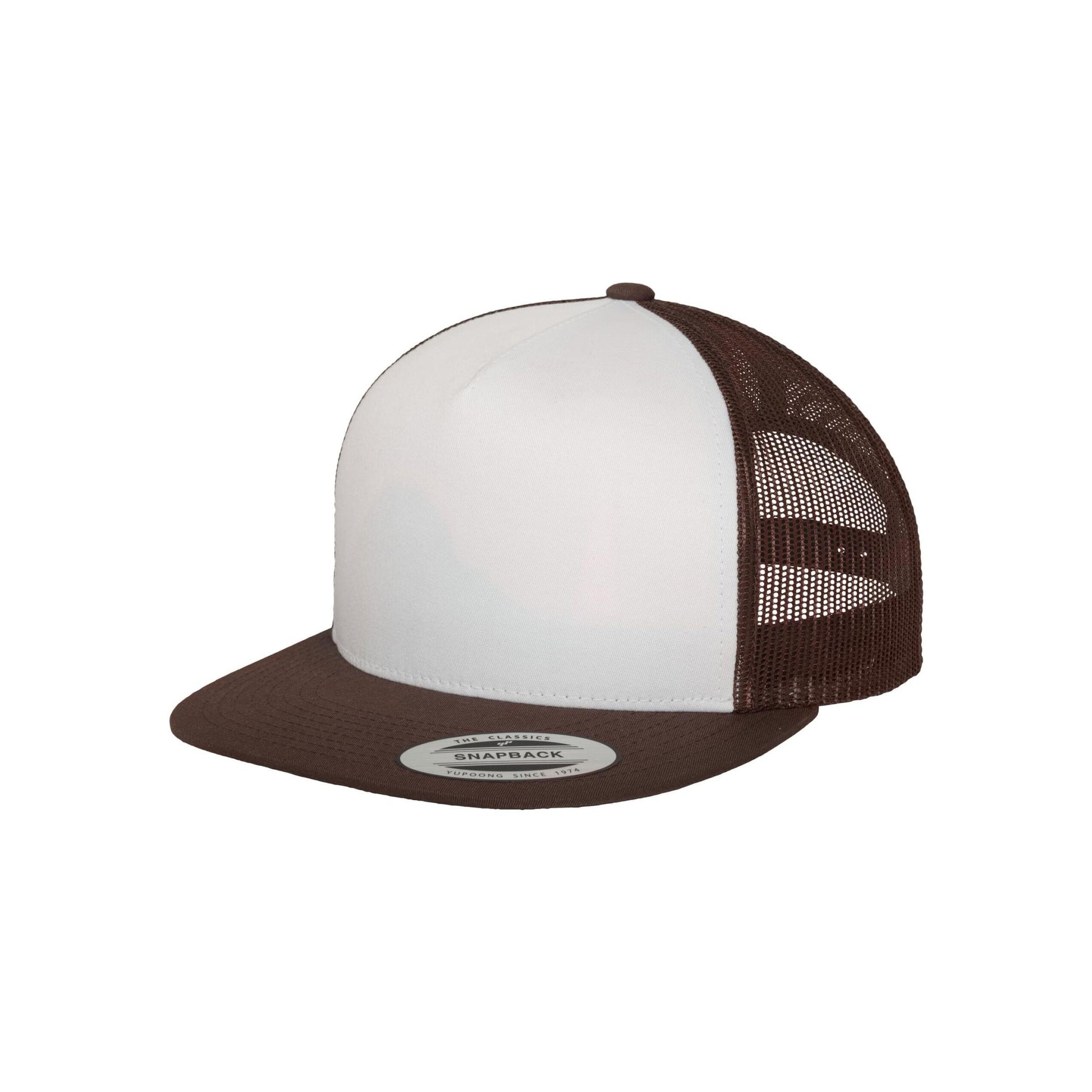 Brown-White - Lifestyle - Flexfit Unisex Adult Classic Plain Trucker Cap