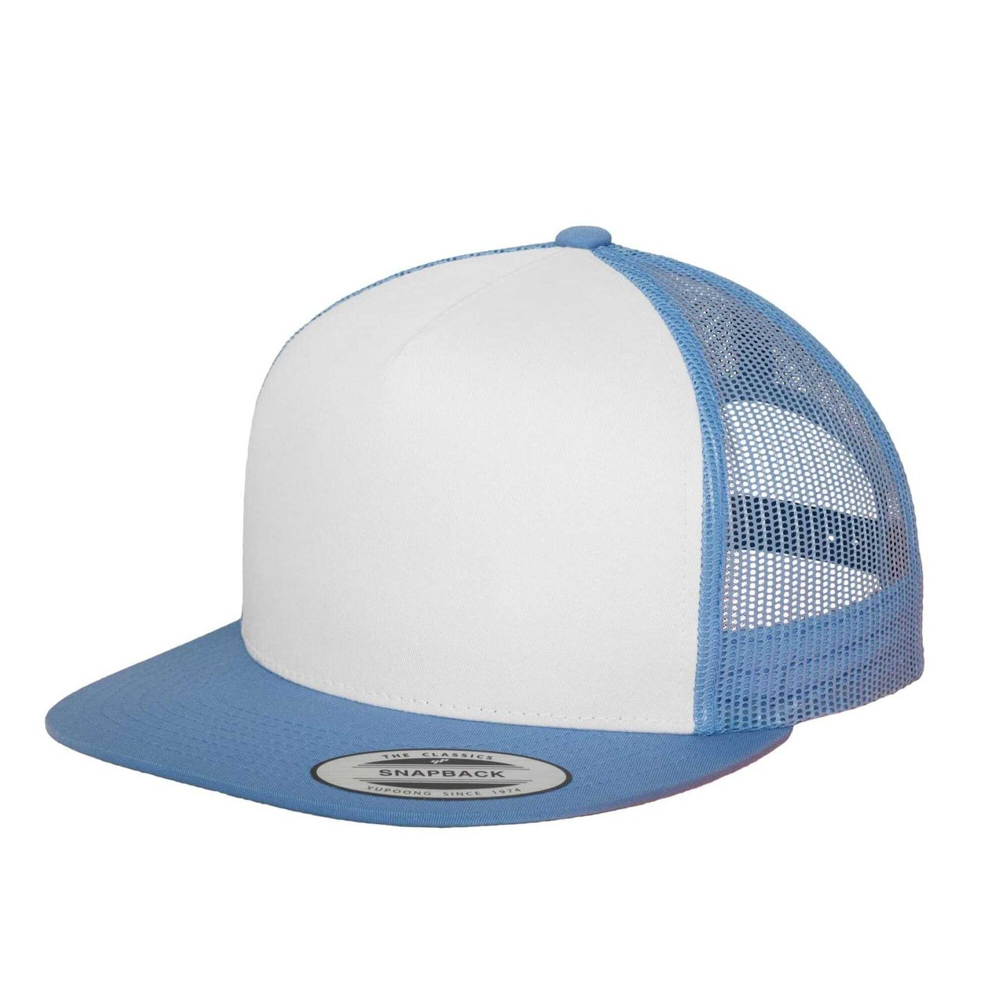 Blue-White - Front - Flexfit Unisex Adult Classic Plain Trucker Cap