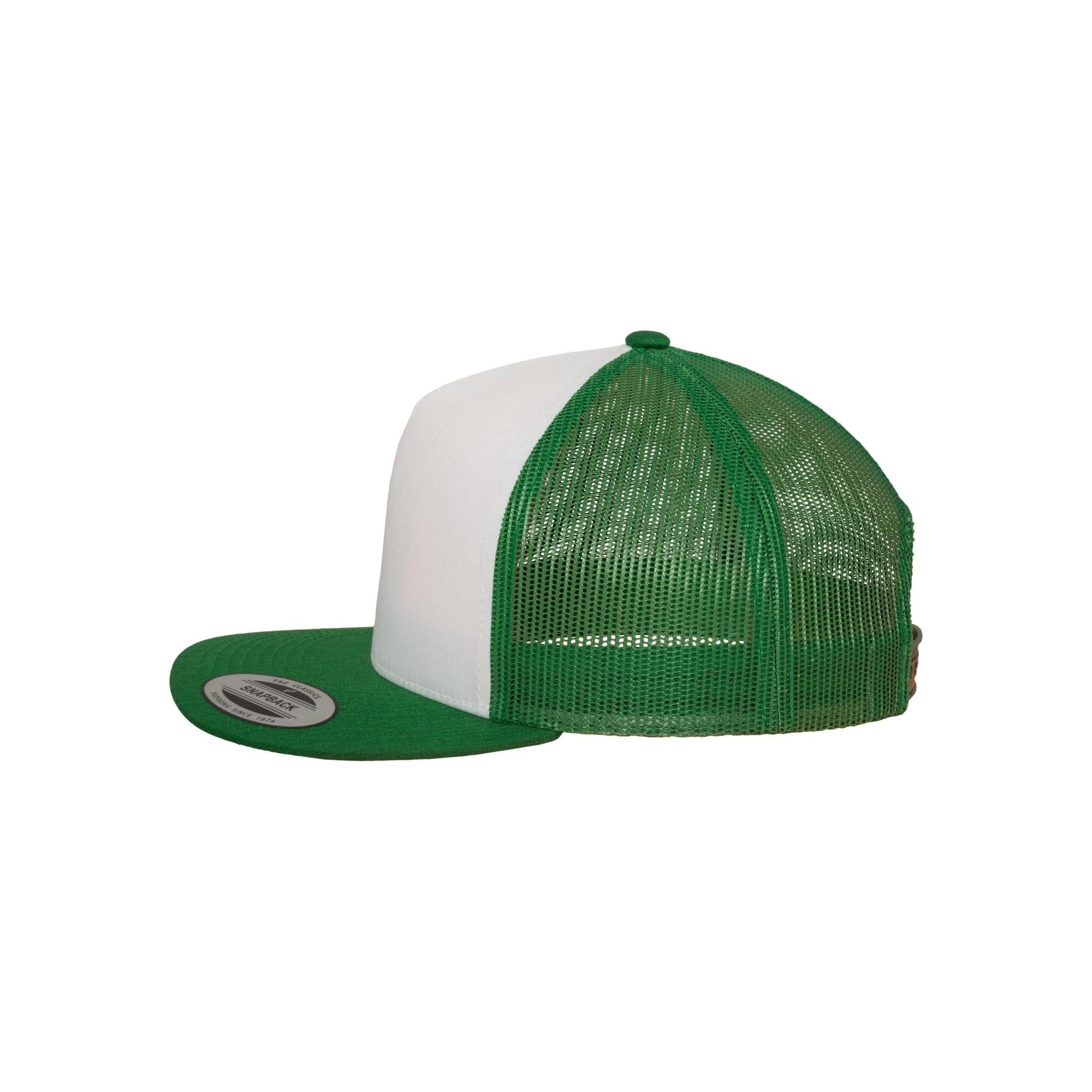 Kelly Green-White - Pack Shot - Flexfit Unisex Adult Classic Plain Trucker Cap