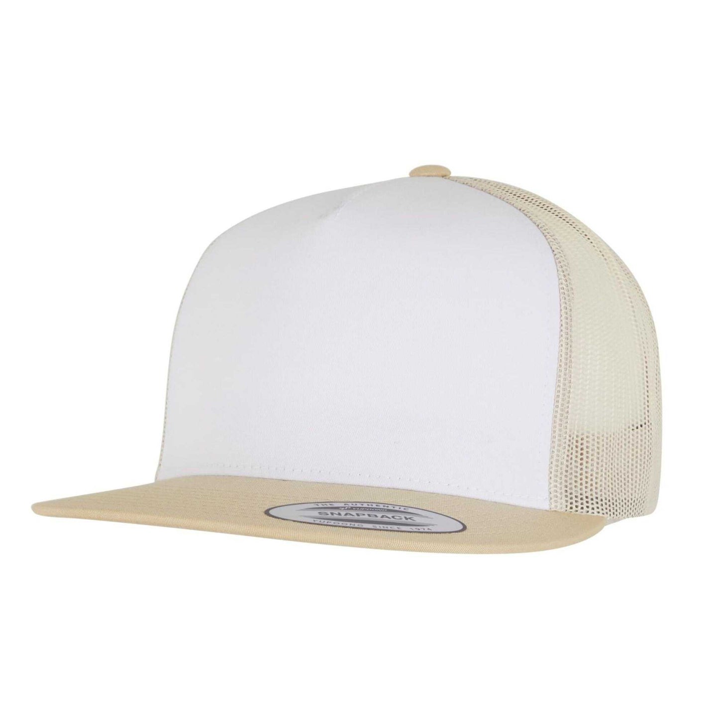 Gold-White-Beige - Front - Flexfit Unisex Adult Classic Plain Trucker Cap