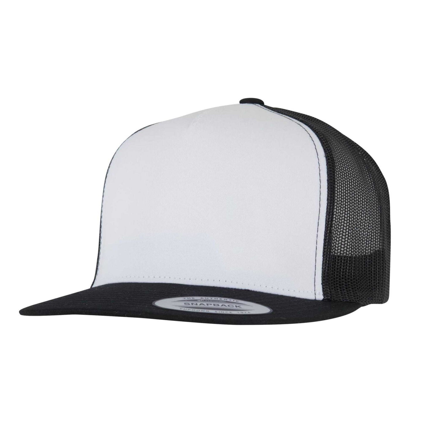 Black-White - Front - Flexfit Unisex Adult Classic Plain Trucker Cap