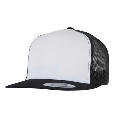 Black-White - Front - Flexfit Unisex Adult Classic Plain Trucker Cap