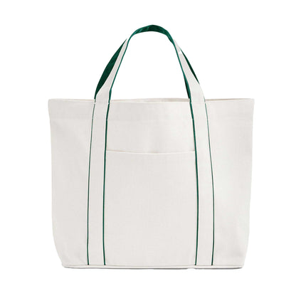 Soft White-Bottle Green - Back - Westford Mill Courtside Medium Tote Bag