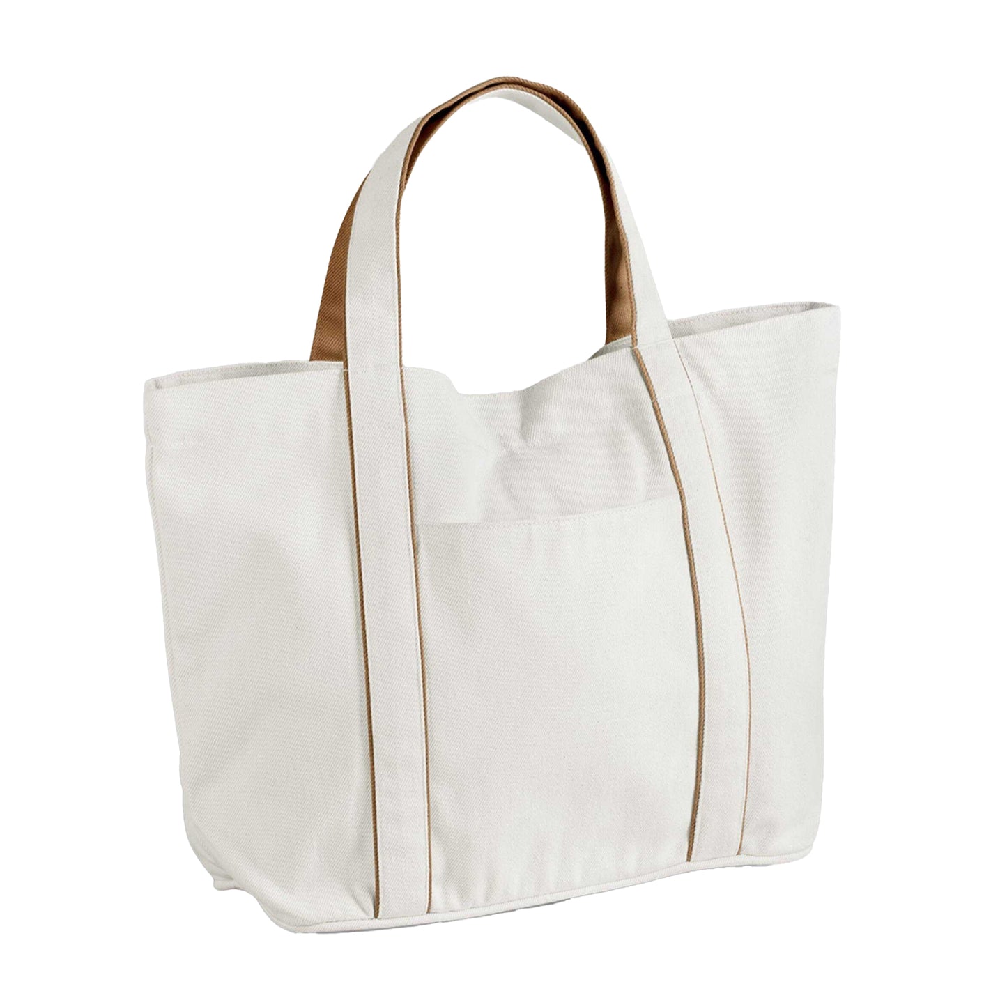 Soft White-Caramel - Front - Westford Mill Courtside Medium Tote Bag