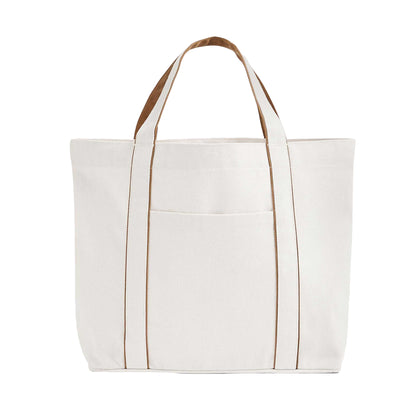 Soft White-Caramel - Back - Westford Mill Courtside Medium Tote Bag