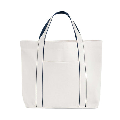 Soft White-French Navy - Back - Westford Mill Courtside Medium Tote Bag