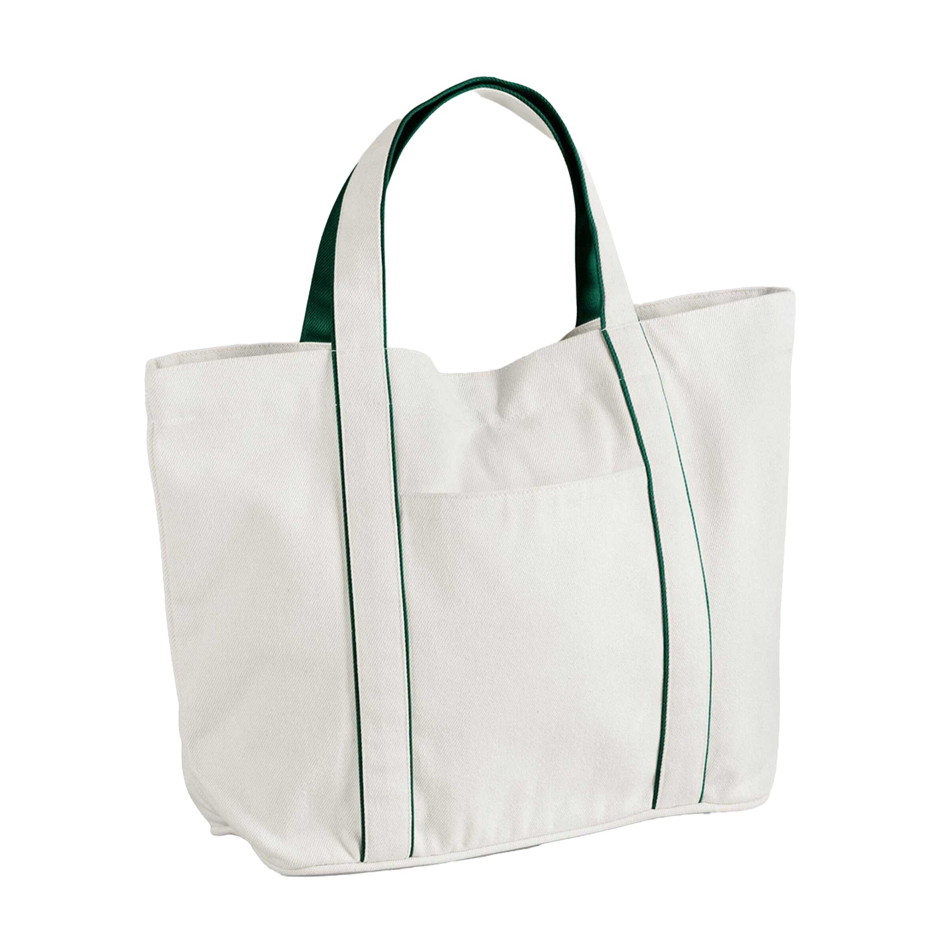 Soft White-Bottle Green - Front - Westford Mill Courtside Medium Tote Bag