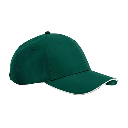 Bottle Green-White - Front - Beechfield Team Sports-Tech Baseball Cap
