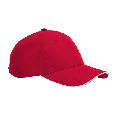 Classic Red-White - Front - Beechfield Team Sports-Tech Baseball Cap