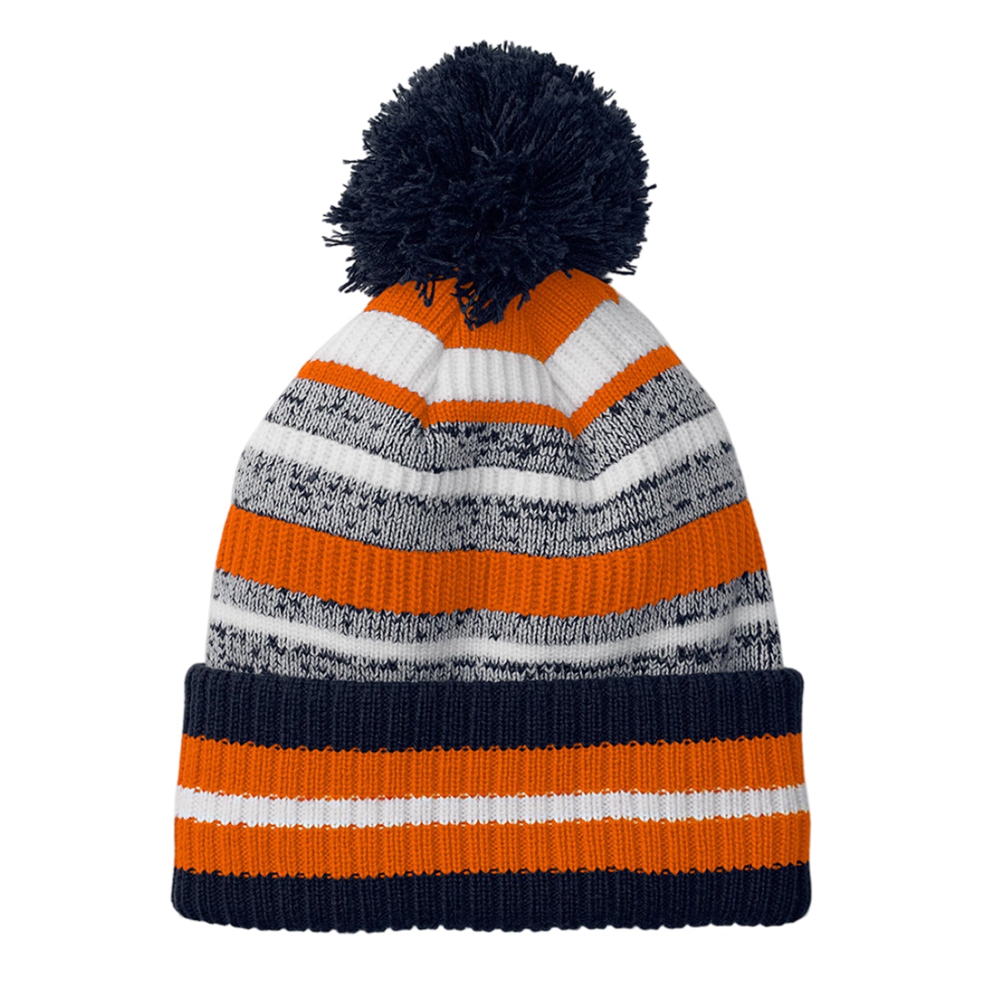 French Navy-Orange-White - Front - Beechfield Unisex Adult Multi-Sport Fan Beanie