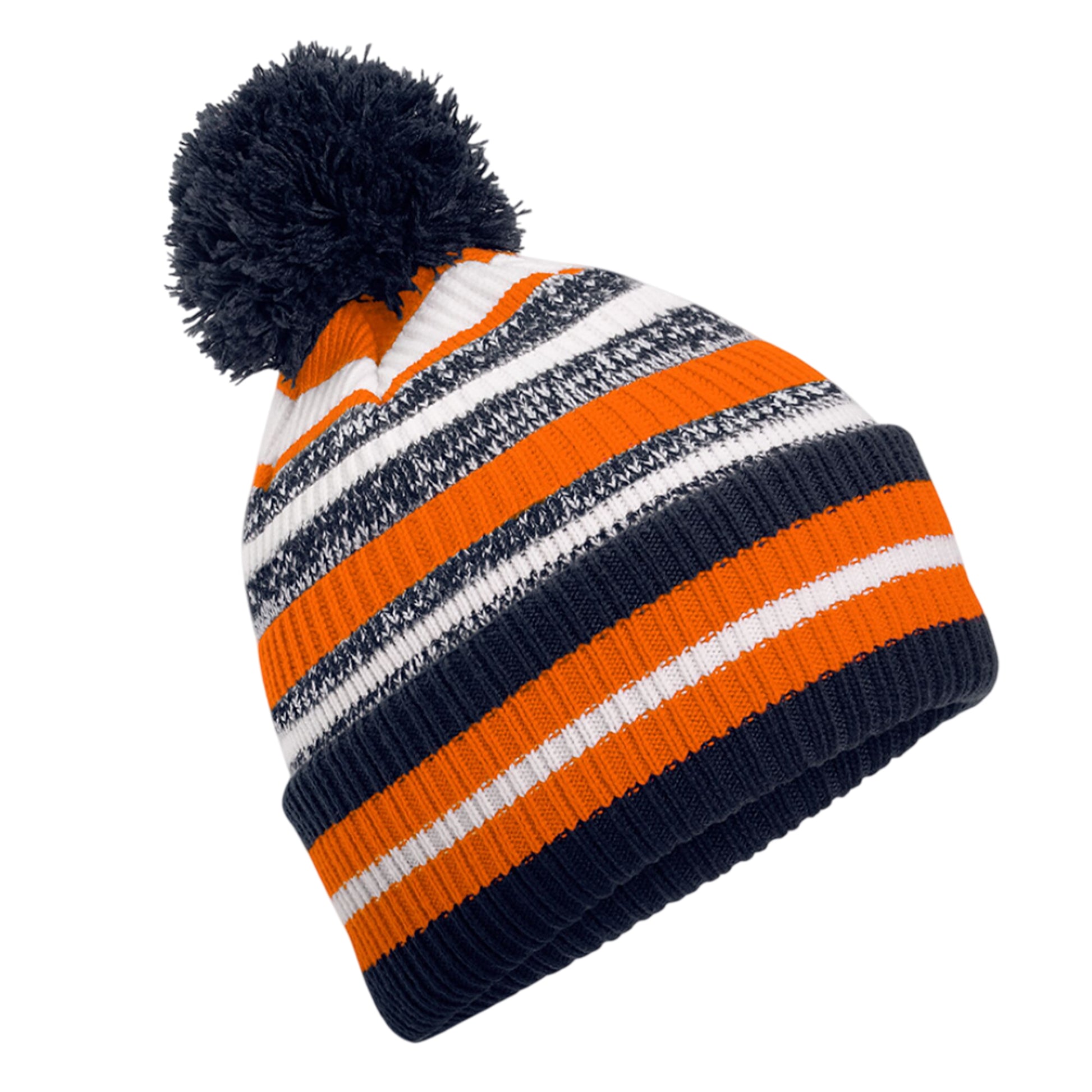 French Navy-Orange-White - Back - Beechfield Unisex Adult Multi-Sport Fan Beanie