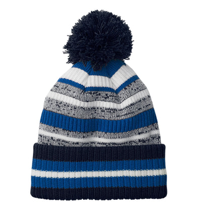 French Navy-Sapphire Blue-White - Front - Beechfield Unisex Adult Multi-Sport Fan Beanie