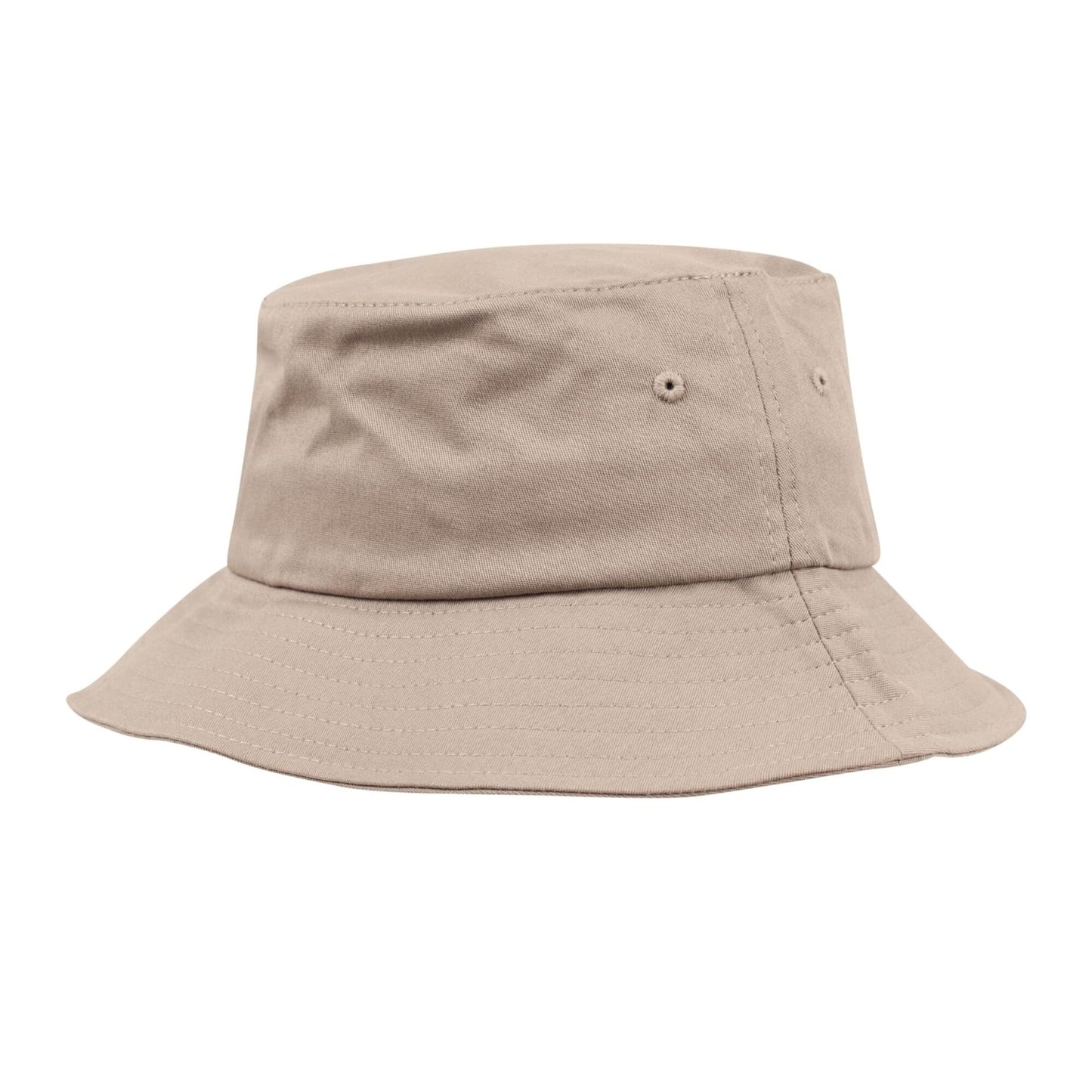 Khaki - Side - Flexfit Unisex Adult Cotton Twill Bucket Hat