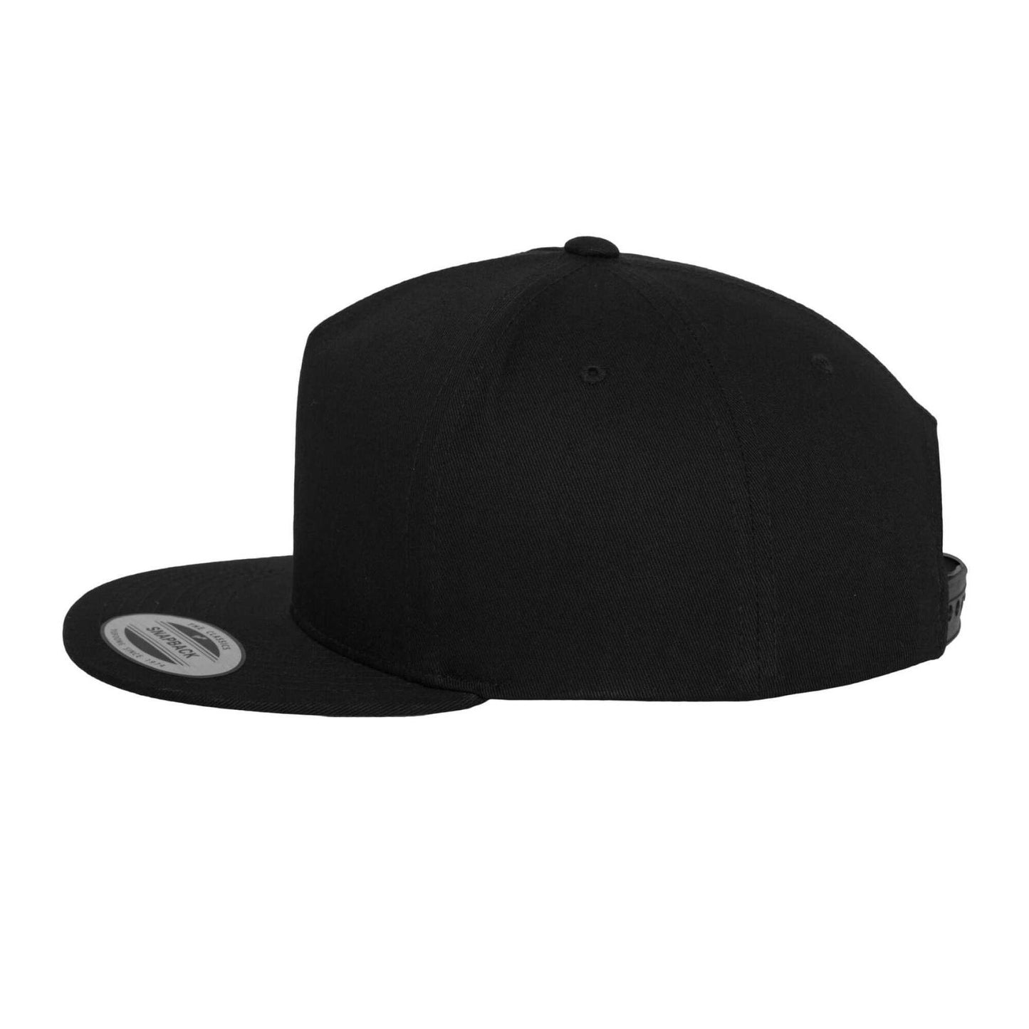 Black - Side - Flexfit 5 Panel Cotton Twill Snapback Cap