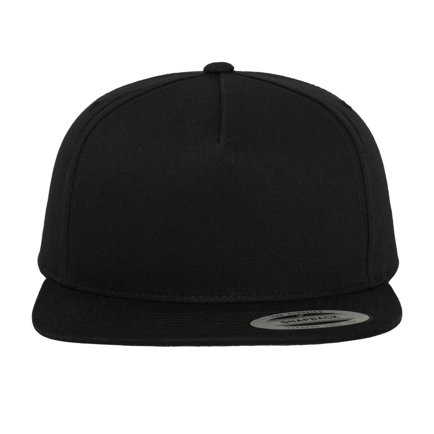 Black - Pack Shot - Flexfit 5 Panel Cotton Twill Snapback Cap