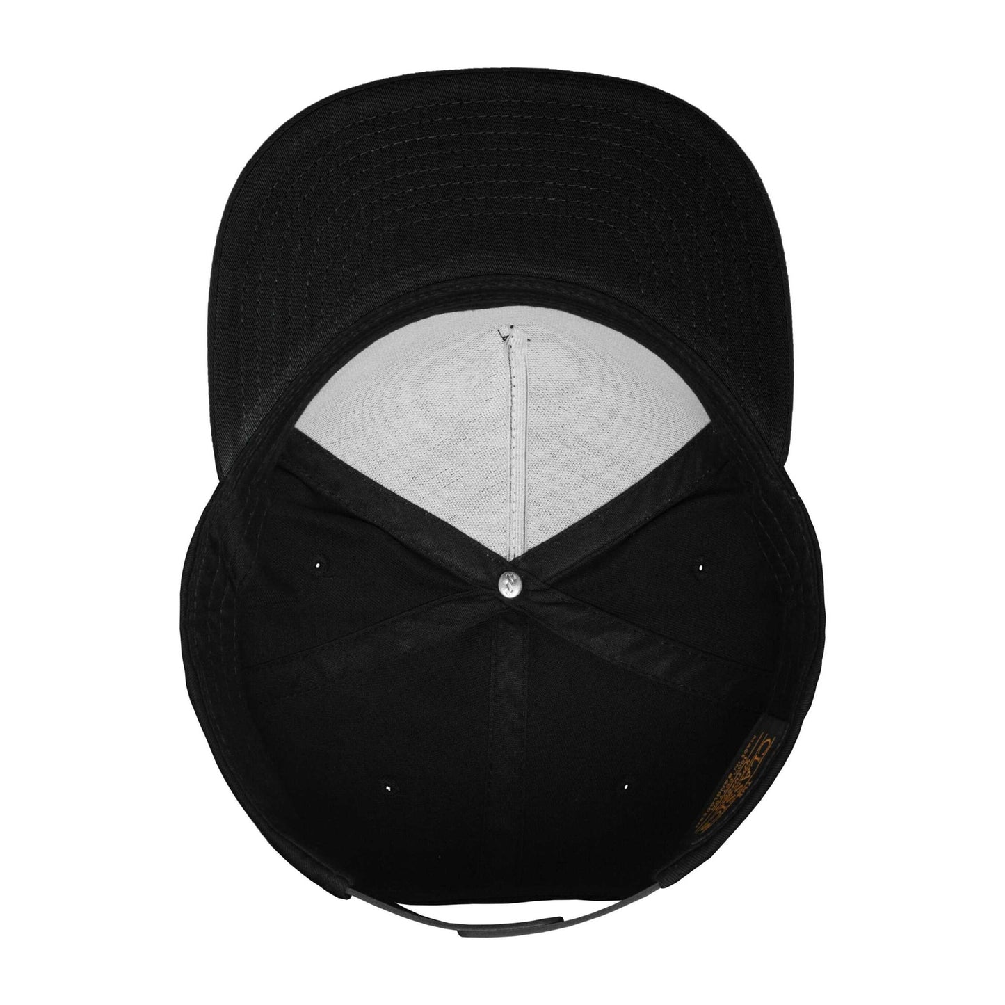 Black - Close up - Flexfit 5 Panel Cotton Twill Snapback Cap
