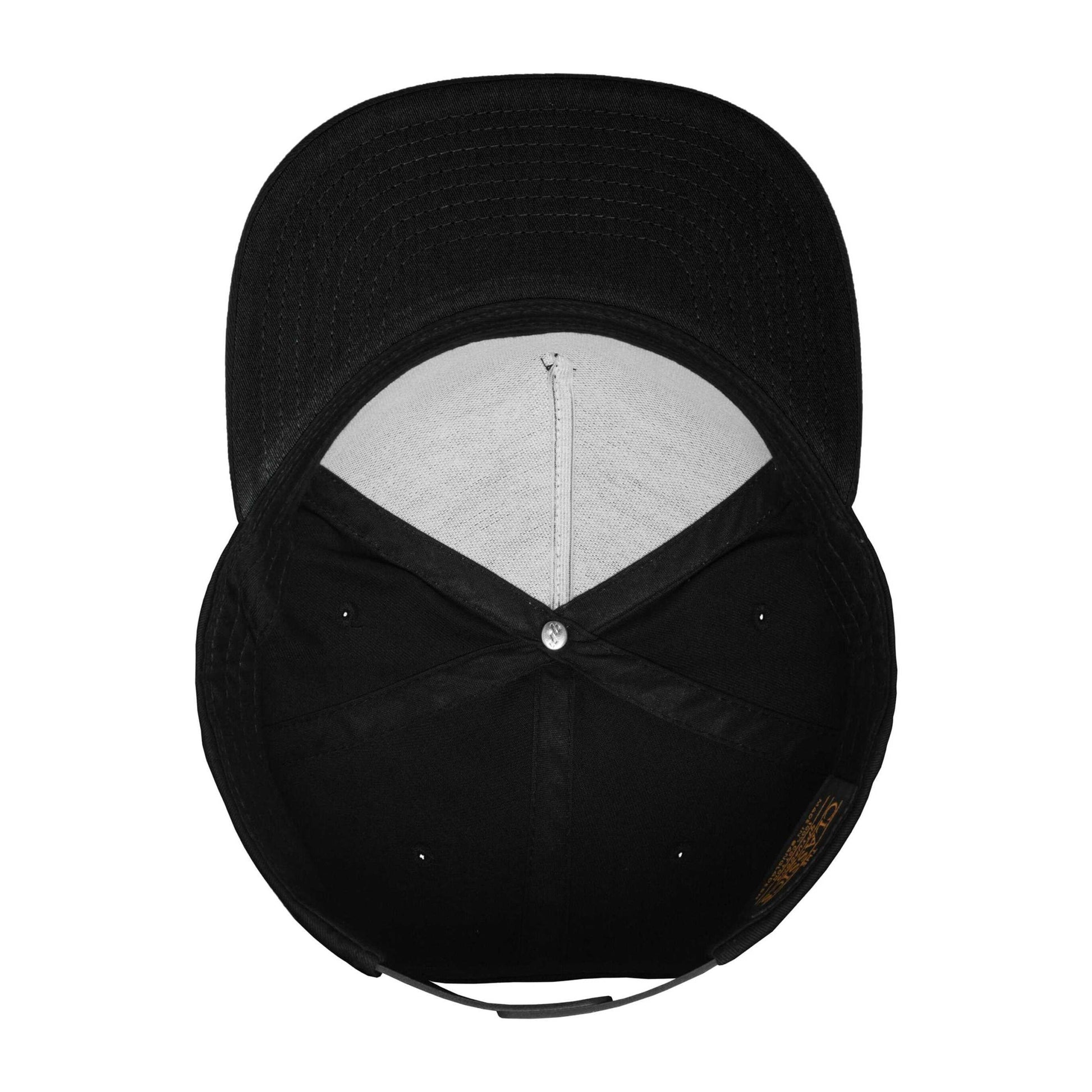 Black - Close up - Flexfit 5 Panel Cotton Twill Snapback Cap
