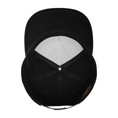 Black - Close up - Flexfit 5 Panel Cotton Twill Snapback Cap