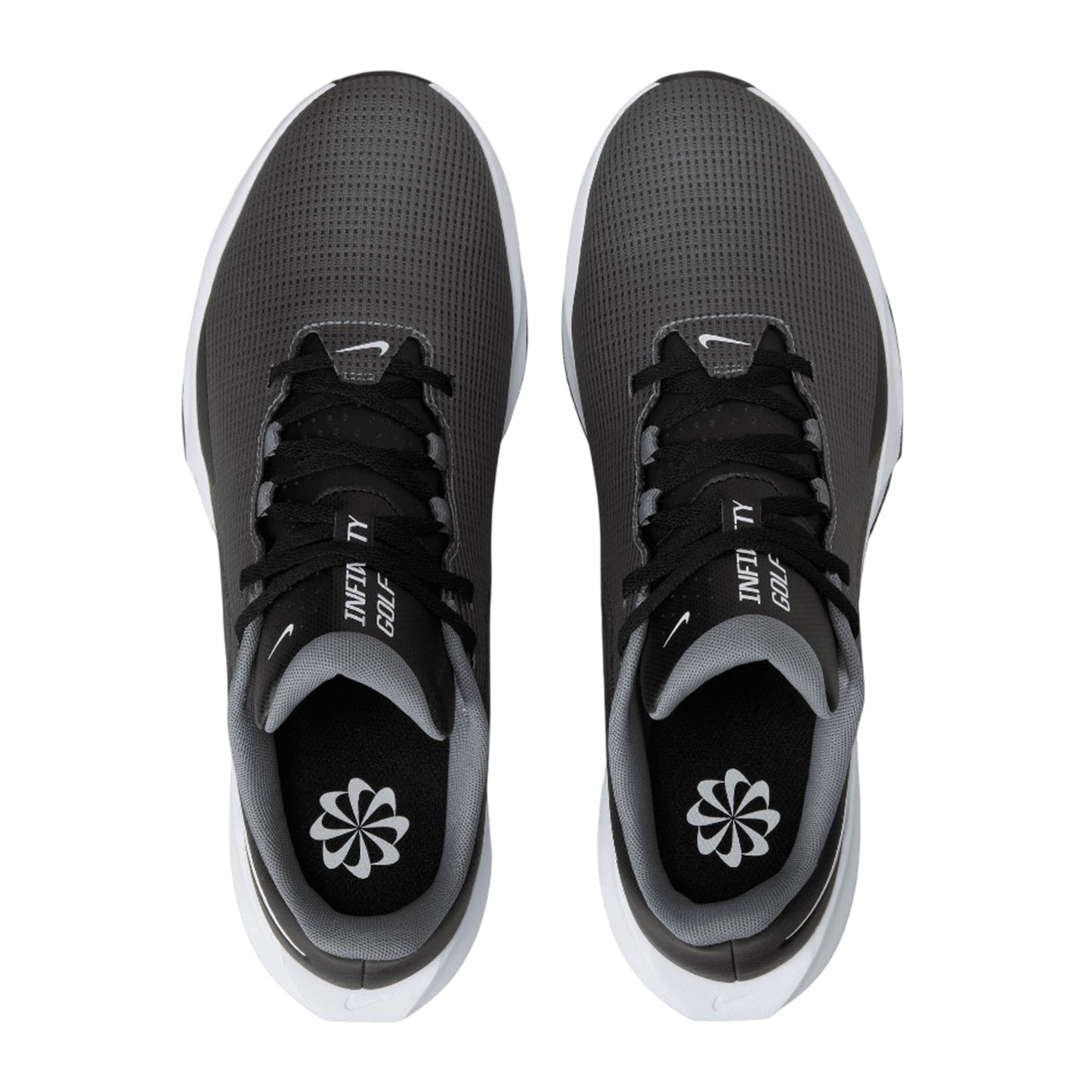 Black-White-Smoke Grey - Pack Shot - Nike Golf Mens Infinity Trainers