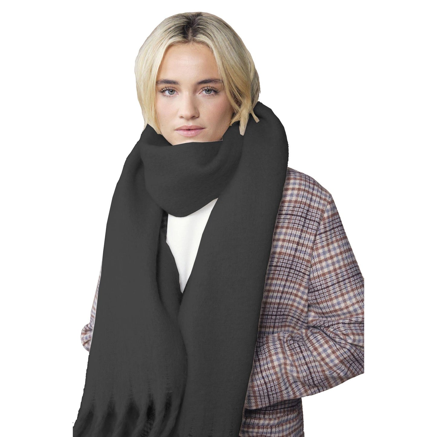 Black - Back - Beechfield Fluffy Scarf