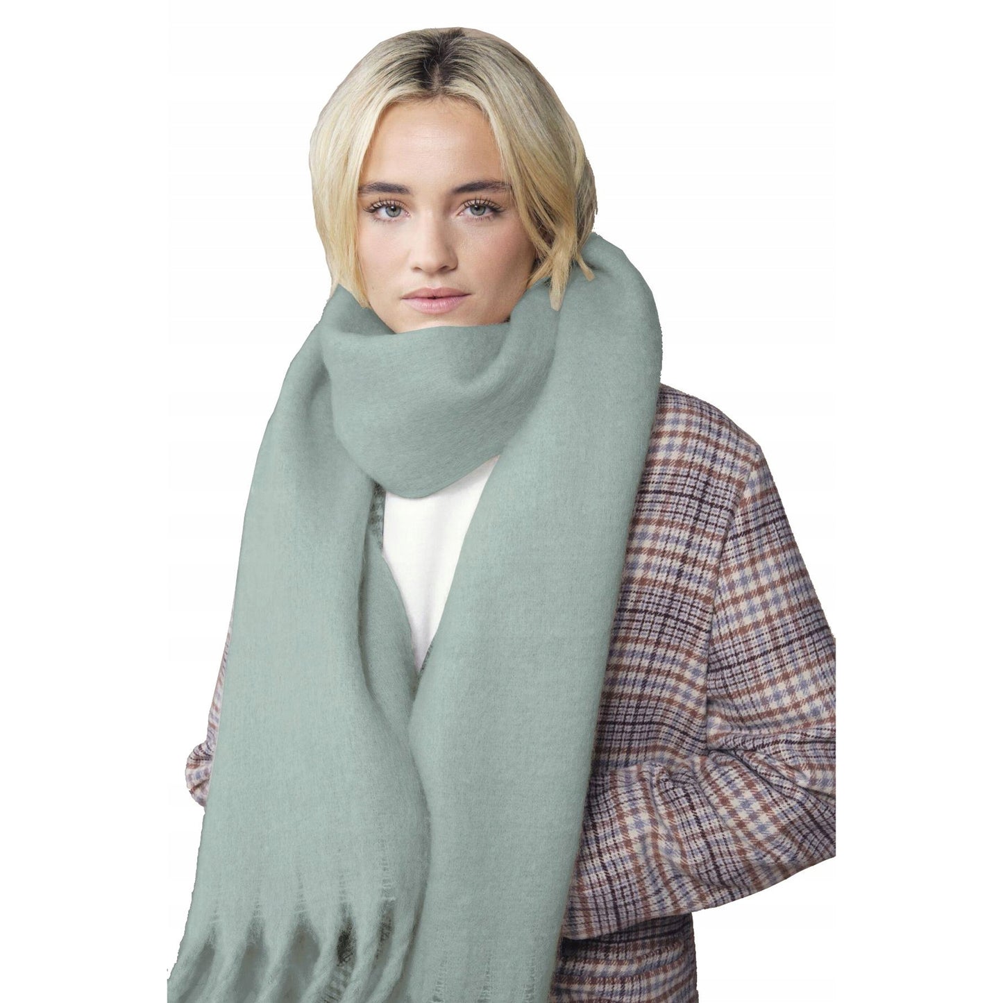 Dusty Green - Back - Beechfield Fluffy Scarf