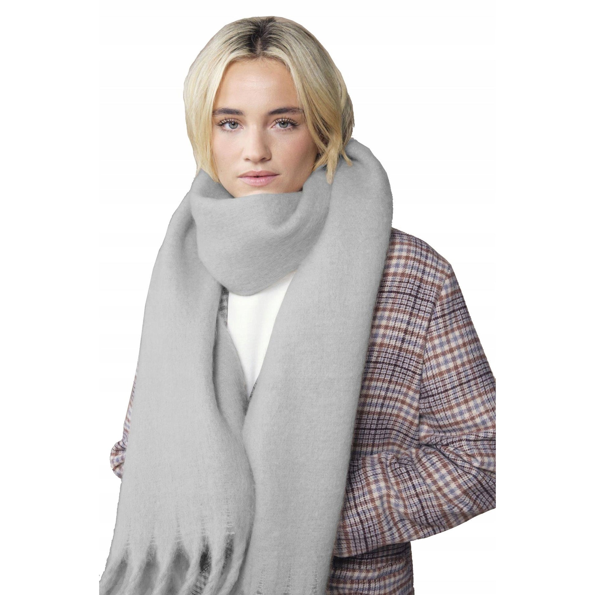 Heather Grey - Back - Beechfield Fluffy Scarf