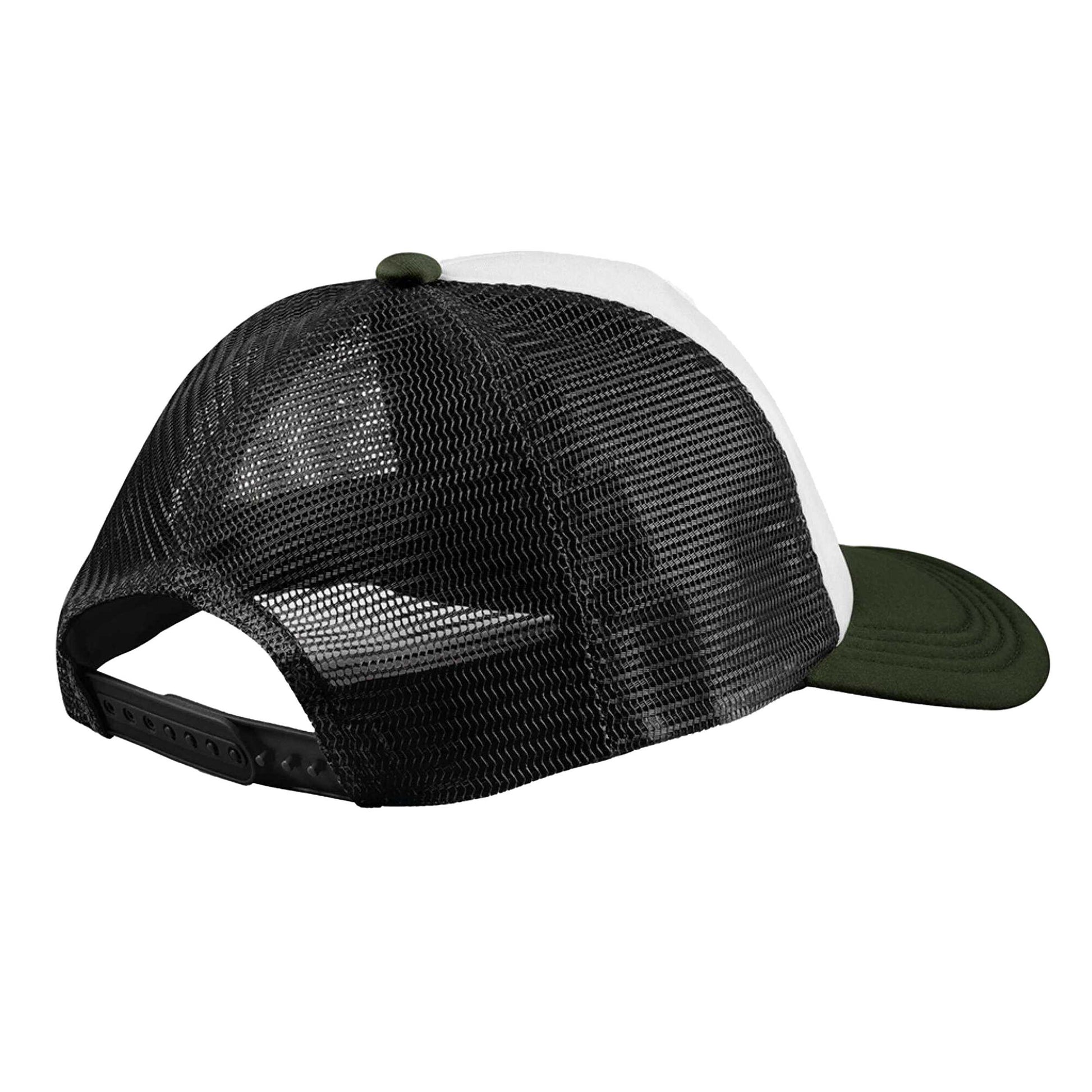 Black-Dark Olive - Back - Beechfield Unisex Adult Retro 5 Panel Trucker Cap