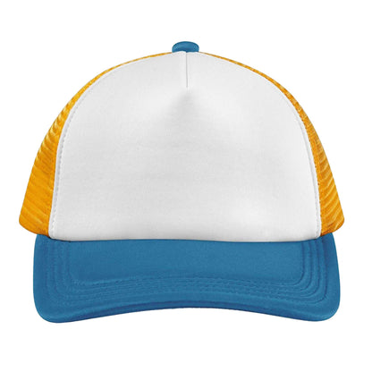 Sunflower-Heritage Blue - Side - Beechfield Unisex Adult Retro 5 Panel Trucker Cap