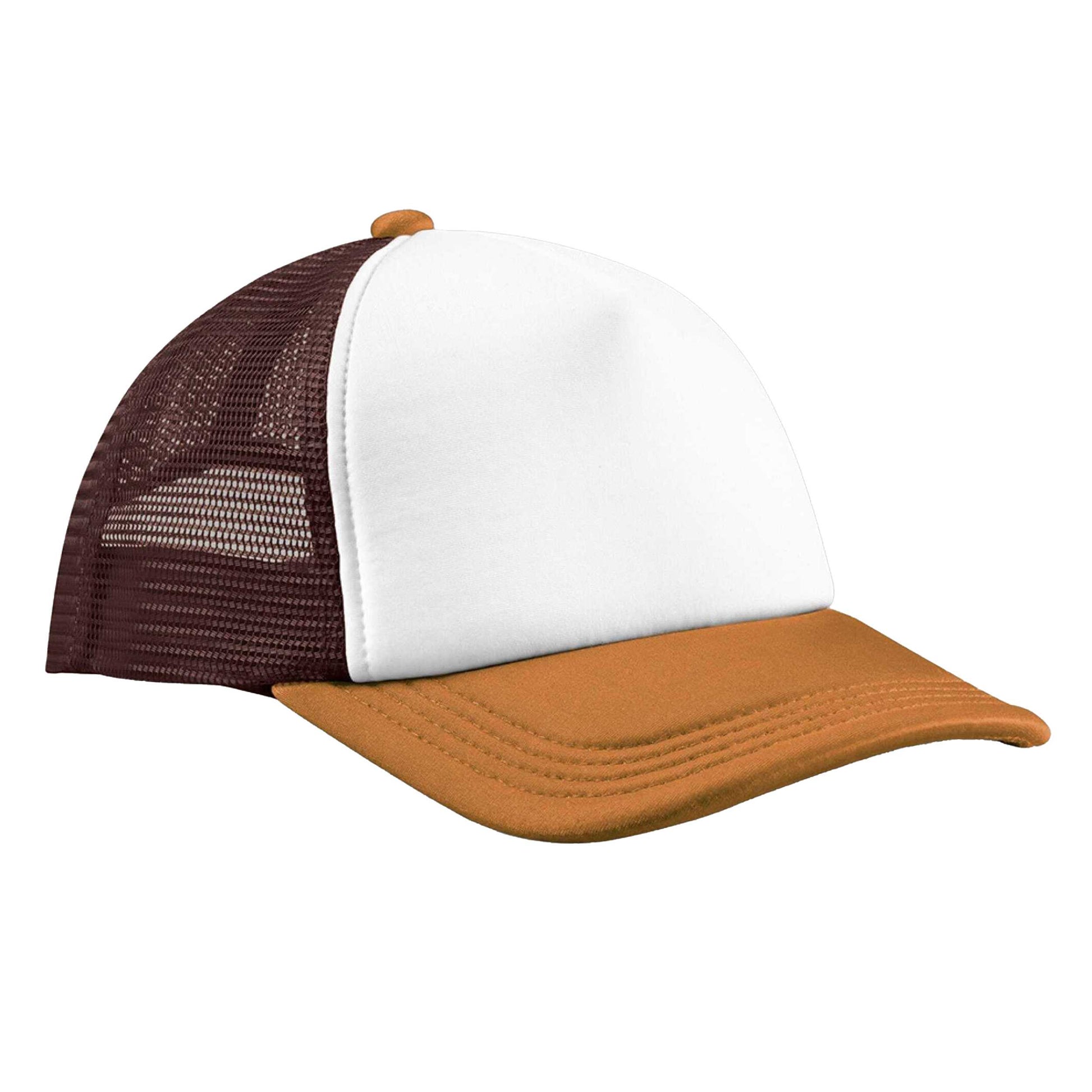 Chocolate-Dark Amber - Front - Beechfield Unisex Adult Retro 5 Panel Trucker Cap